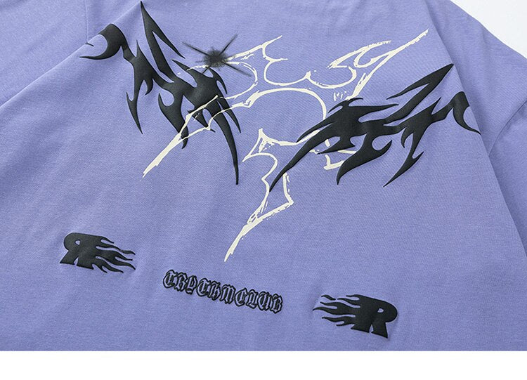 Splatter Fire Flame Texture T-Shirt , - Streetwear T-Shirts - Slick Street