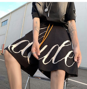 Letter Foam Y2K Knee Length Shorts ,  - Streetwear Shorts - Slick Street