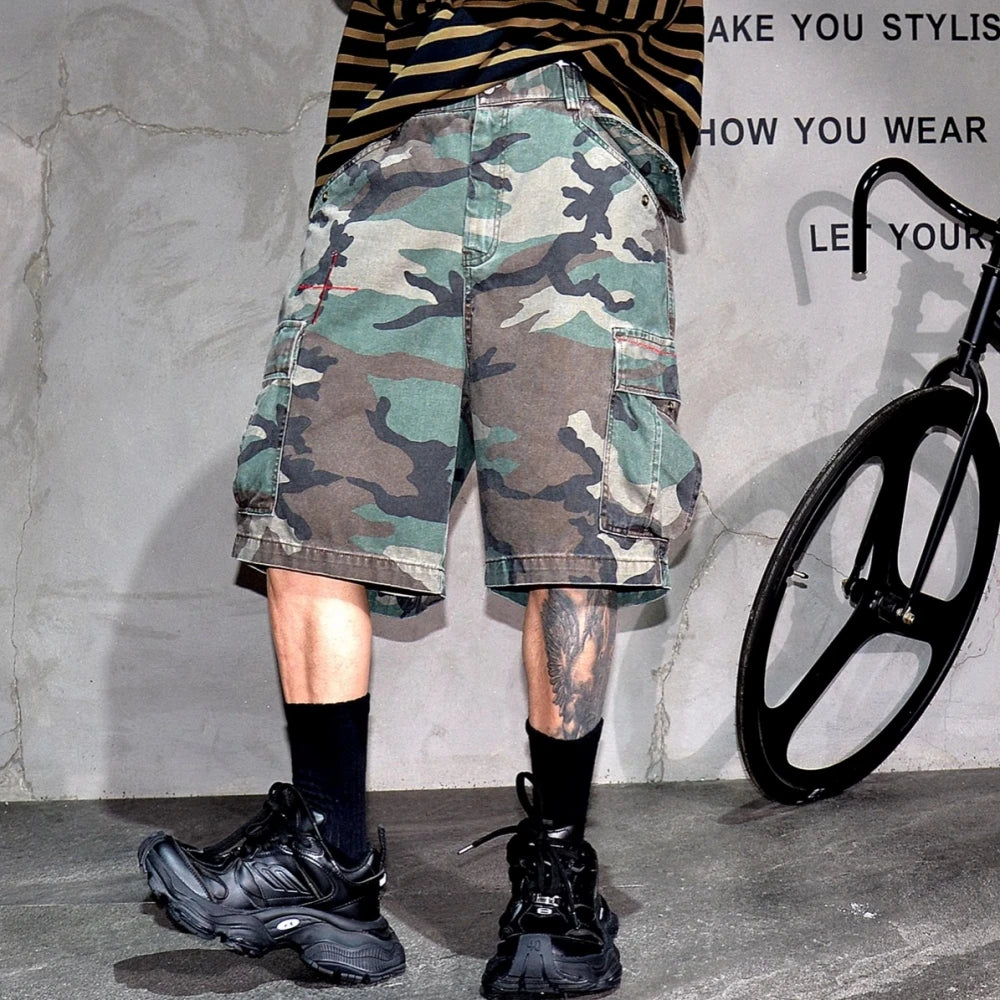 Tactical Camouflage Knee Length Shorts , - Streetwear Shorts - Slick Street