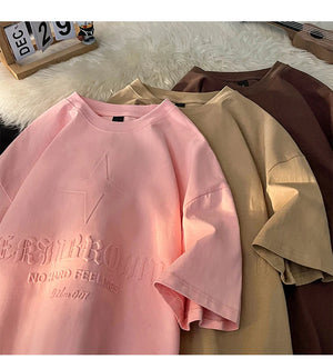 No Hard Feelings Star Polygons Embossed T-shirt , - Streetwear T-Shirts - Slick Street