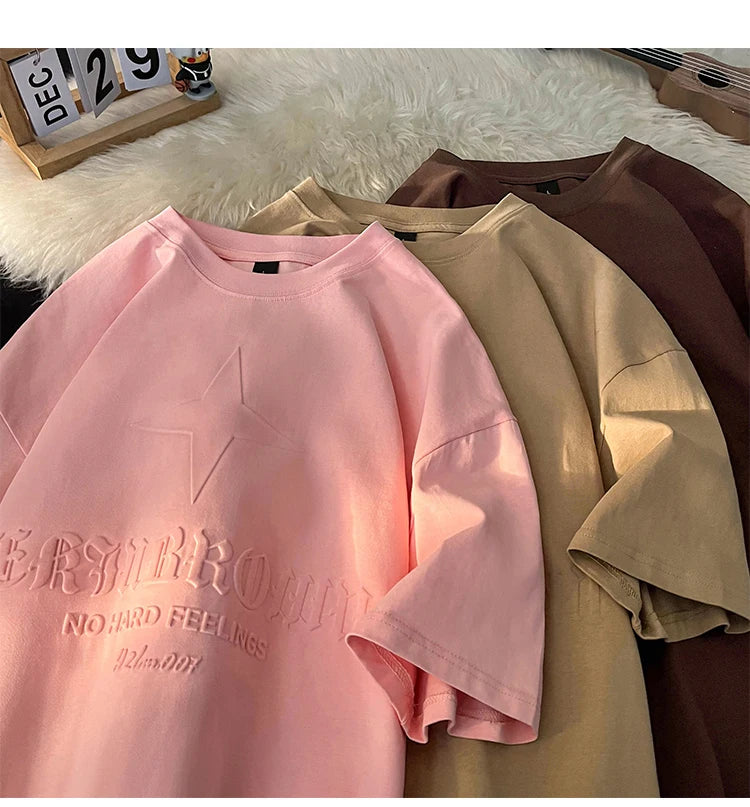 No Hard Feelings Star Polygons Embossed T-shirt , - Streetwear T-Shirts - Slick Street