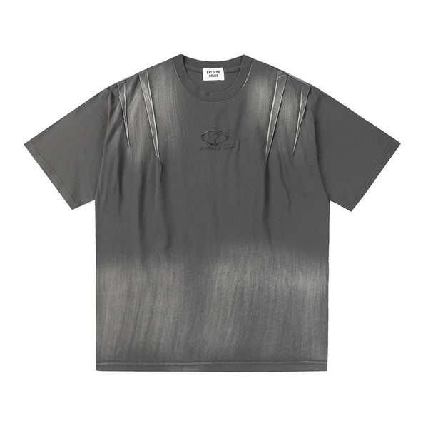 Plain Color Tie Dyed Loose T-Shirt Gray, XS - Streetwear T-Shirt - Slick Street