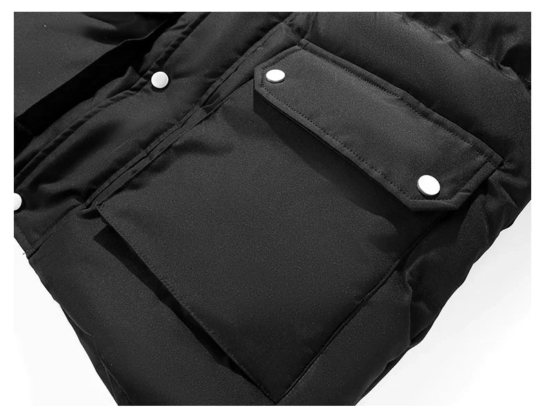 B Letter Mask Style Parka Jacket ,  - Streetwear Jacket - Slick Street