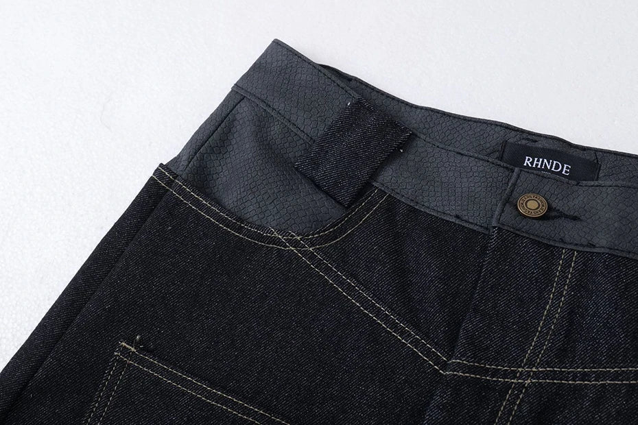 Embroidery 'Arch' Baggy Jeans , - Streetwear Jeans - Slick Street
