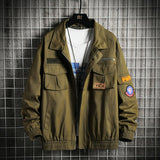 Double Welt Pocket Zipper Style Jacket Army Green, XS - Streetwear Jacket - Slick Street