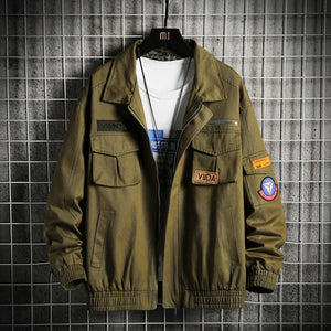 Double Welt Pocket Zipper Style Jacket Army Green, XS - Streetwear Jacket - Slick Street