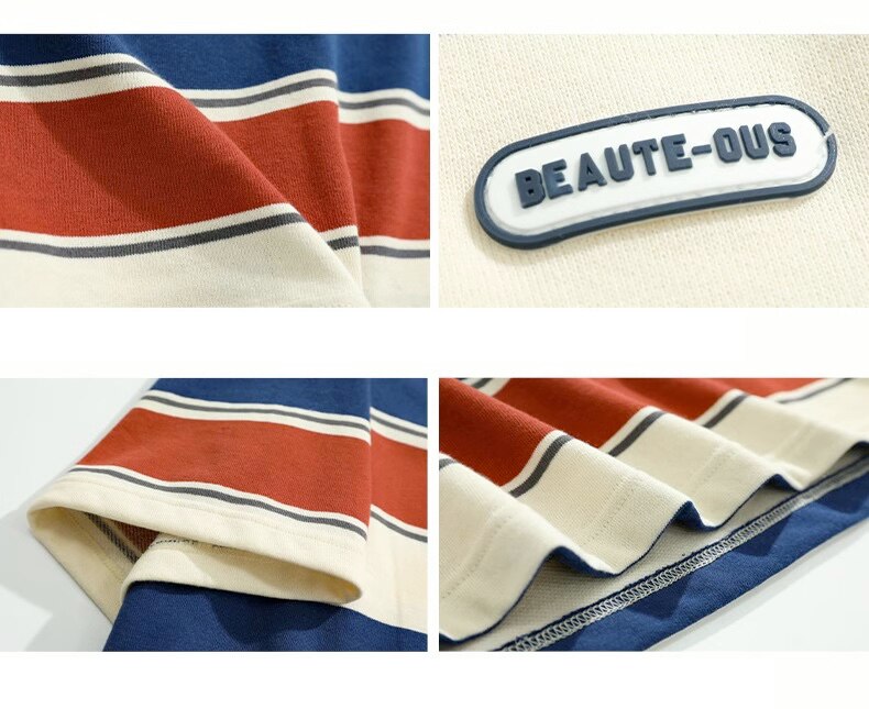 BEAUTE-OUS Varied Color Stripe T-Shirt ,  - Streetwear T-Shirt - Slick Street