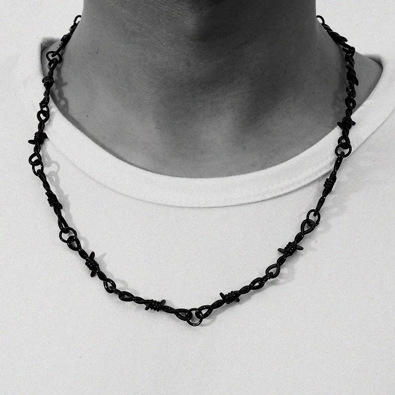 Y2K Punk Wire Necklace & Bracelet Black Necklace,  - Streetwear Necklace - Slick Street