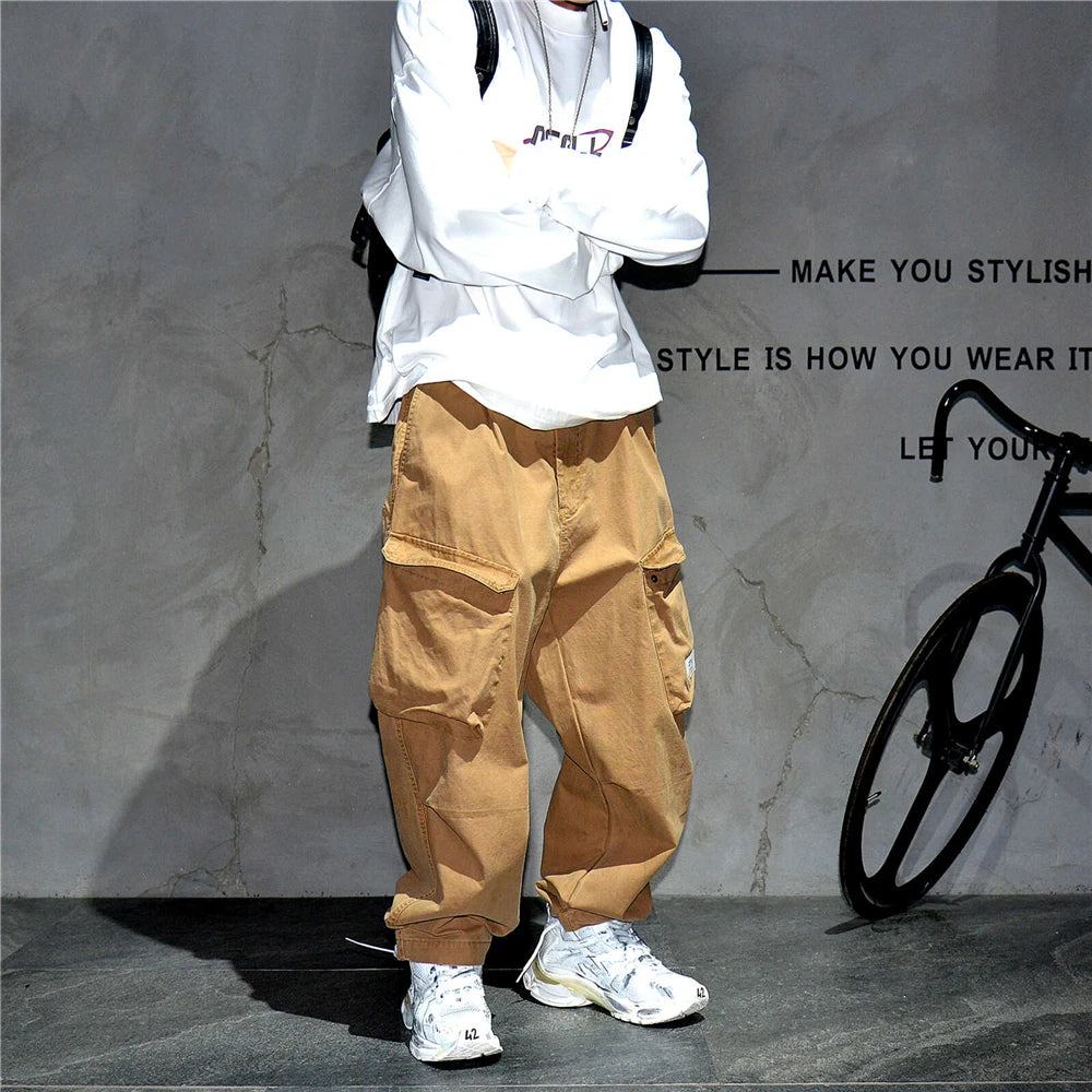 Ankle Length Baggy Cargo Pants , - Streetwear Pants - Slick Street