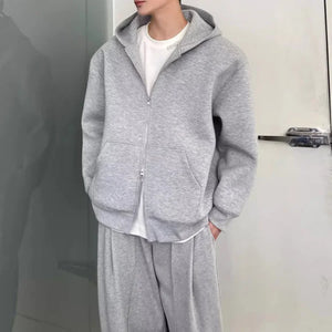 Plain Color Double Zipper Hoodie , - Streetwear Hoodie - Slick Street