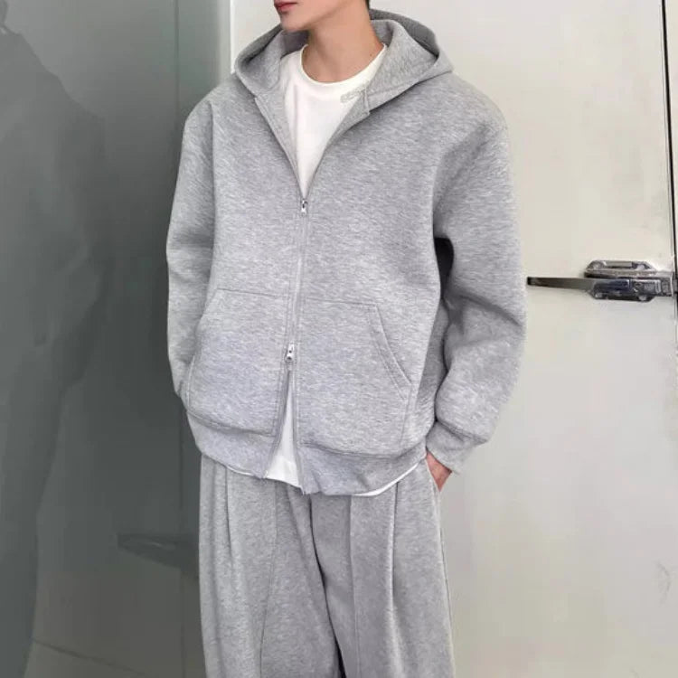 Plain Color Double Zipper Hoodie , - Streetwear Hoodie - Slick Street