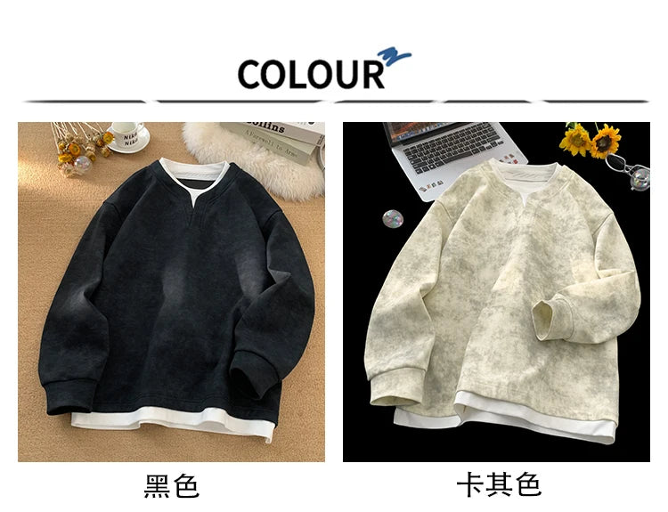 Fake Two Piece Tie-Dye Sweatshirt , - Streetwear Sweatshirts - Slick Street