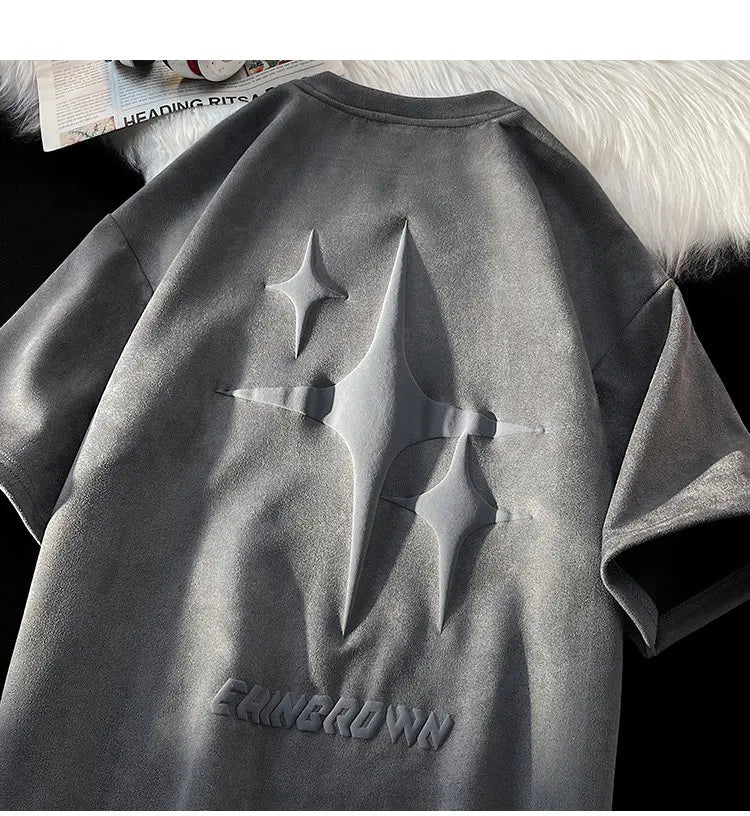 EHNGROWN Polygons Star Shape Short Sleeved T-Shirt Dark Gray, XS - Streetwear T-Shirts - Slick Street