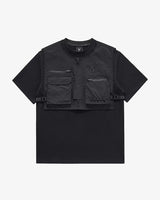Tech Half Vest T-Shirt Black, M - Streetwear T-Shirts - Slick Street