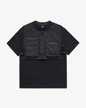 Tech Half Vest T-Shirt Black, M - Streetwear T-Shirts - Slick Street