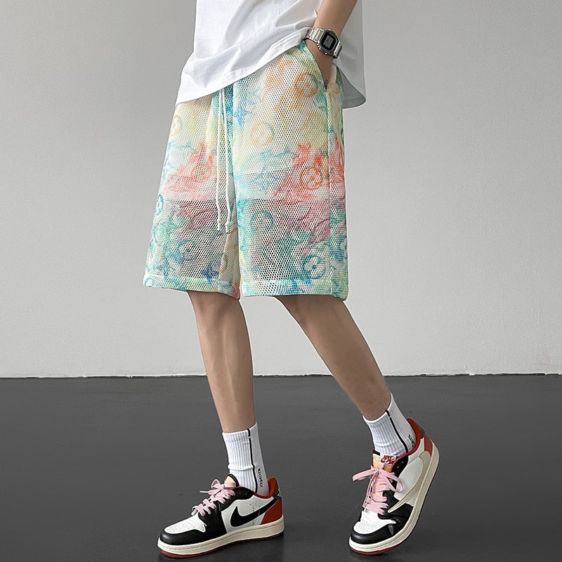 X-Color Tie-dye Mesh Shorts ,  - Streetwear Shorts - Slick Street
