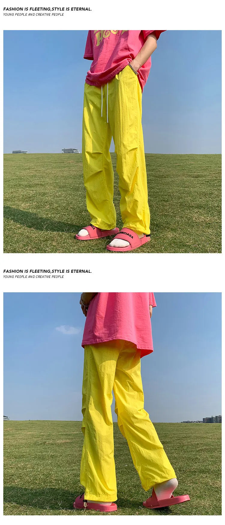 Solid Color Oversized Cargo Pants ,  - Streetwear Pants - Slick Street