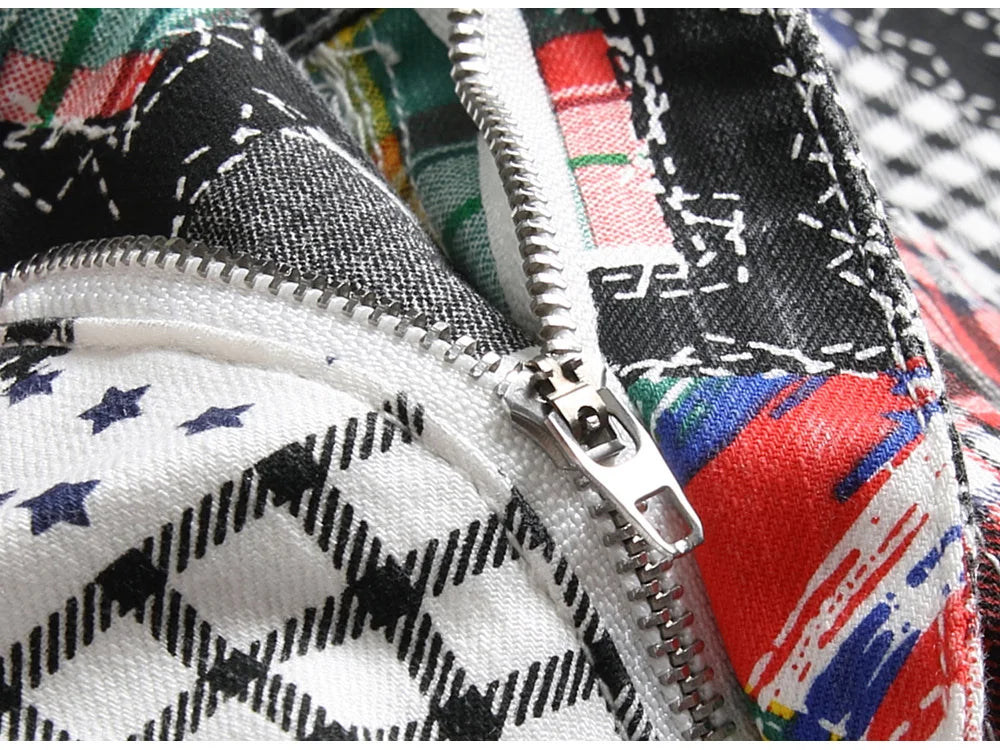 Plaid Digital Multi Patches Pants , - Streetwear Pants - Slick Street