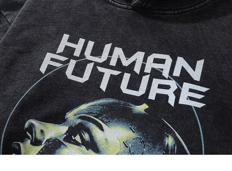 Dark Human Future Robot Graphic Hoodie ,  - Streetwear Hoodie - Slick Street