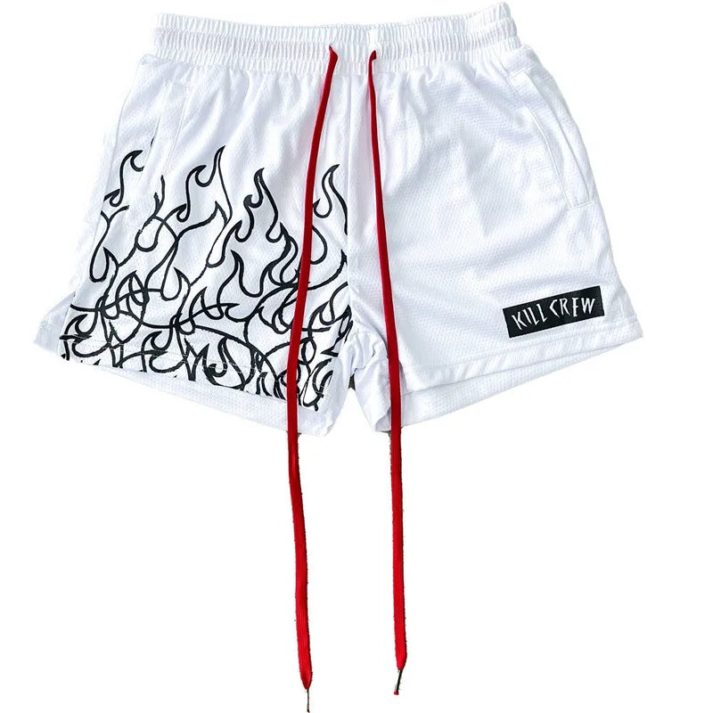 Hot Rod Fire Flame Pattern Shorts ,  - Streetwear Shorts - Slick Street