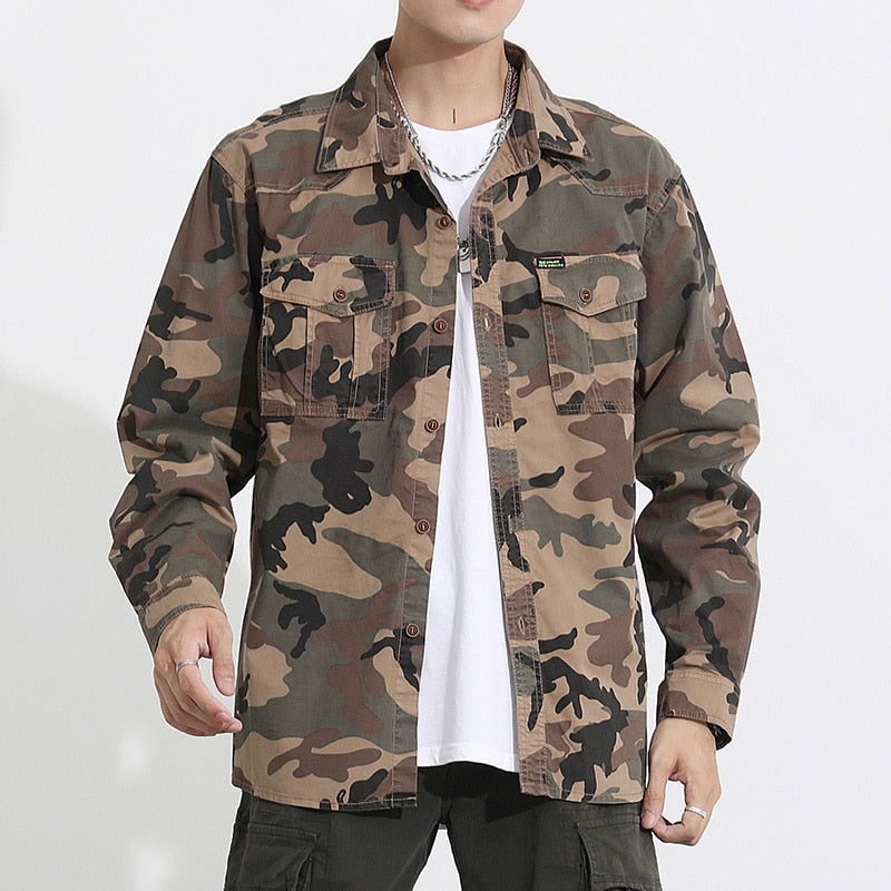 Military VSA Camouflage Shirt Khaki, M - Streetwear Shirt - Slick Street