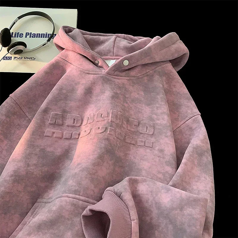 Tie-Dye Kangaroo Pocket Pullover Hoodie Pink, XS - Streetwear Hoodie - Slick Street
