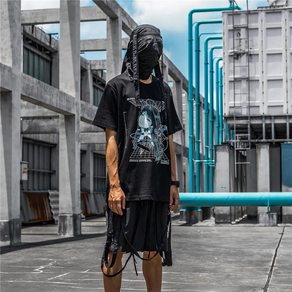 Streetwear Robotic Anime Girl Loose T-Shirt ,  - Streetwear T-Shirt - Slick Street