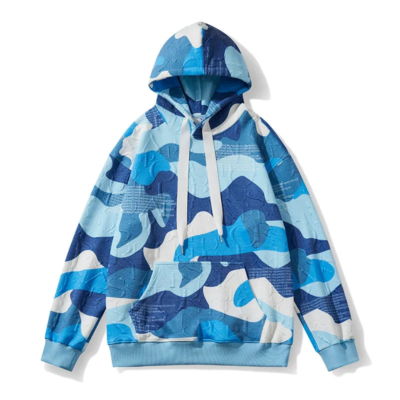 Abstract Art Camouflage Pullover Hoodie Blue, XXS - Streetwear Hoodie - Slick Street