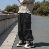 Straight Elastic Ankle Style Baggy Pants Black, XS - Streetwear Pants - Slick Street