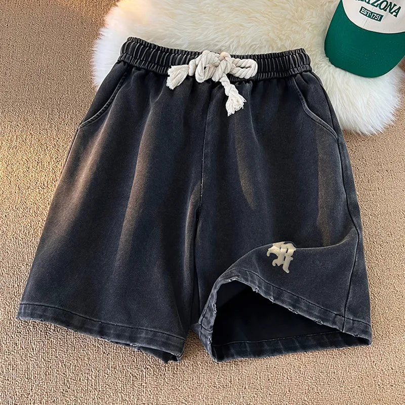 Gothic Washed Knee Length Shorts ,  - Streetwear Shorts - Slick Street