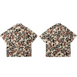 Colorful Floral Art Short Sleeves T-Shirt Khaki, XS - Streetwear T-Shirt - Slick Street