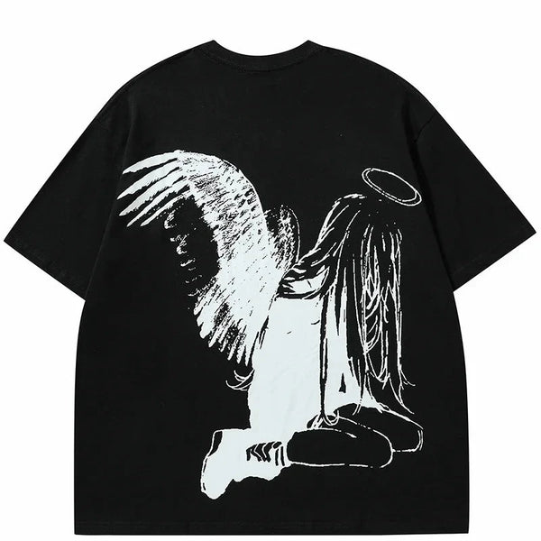 Tシャツ・カットソー [tensishop] the spell of angel wing Amazon.com: Distressed American Flag Angel Wings T-Shirt
