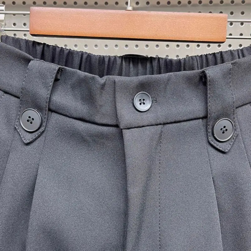 Wrinkled High Waist Button-Up Pants , - Streetwear Pants - Slick Street