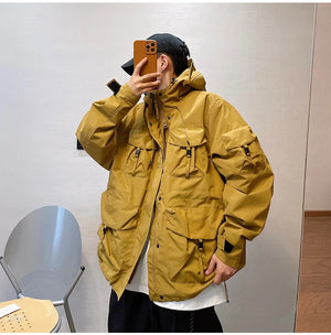 Large Size Multi Pocket Windbreaker Jacket , - Streetwear Jacket - Slick Street