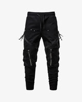 Black Multi Zipper Combat Cargo Pants Black, XS - Streetwear Cargo Pants - Slick Street