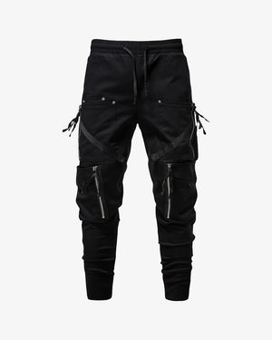 Black Multi Zipper Combat Cargo Pants Black, XS - Streetwear Cargo Pants - Slick Street