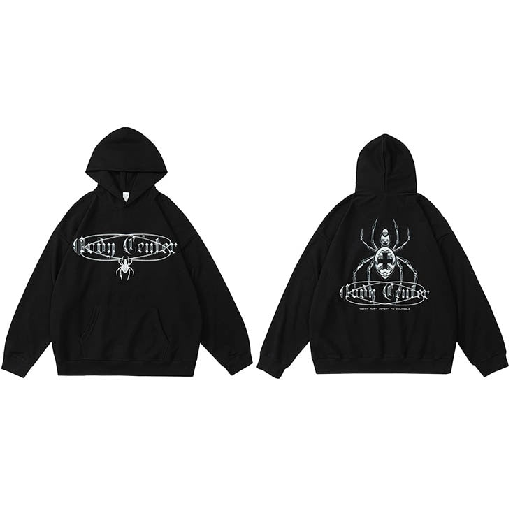Cross Cellar Spider Graphic Hoodie Black, S - Streetwear Hoodie - Slick Street