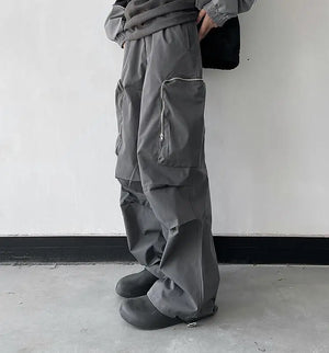 Large Knee Pocket Baggy Pants , - Streetwear Pants - Slick Street