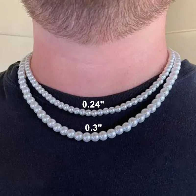 White Pearl Necklace ,  - Streetwear Necklace - Slick Street