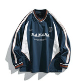 Color Block Classic V-neck Sweater Blue, XS - Streetwear Sweater - Slick Street