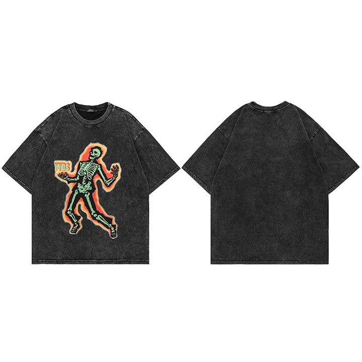 YYDS Dancing Skeleton T-Shirt Black, M - Streetwear T-Shirt - Slick Street