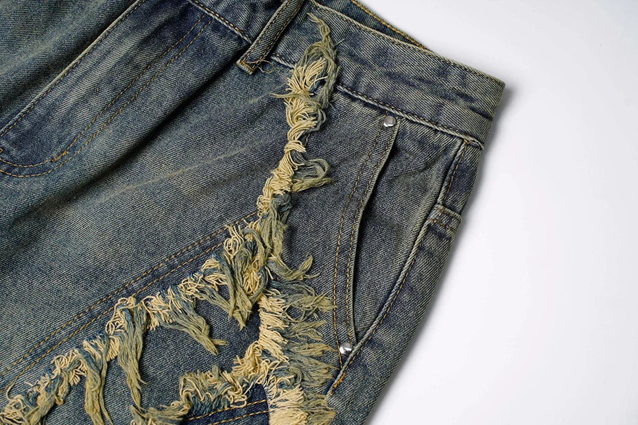 Vintage Loose Distressed Denim Shorts , - Streetwear Shorts - Slick Street