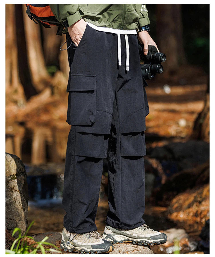 Plain Color Hiking Style Knee Pocket Pants ,  - Streetwear Pants - Slick Street