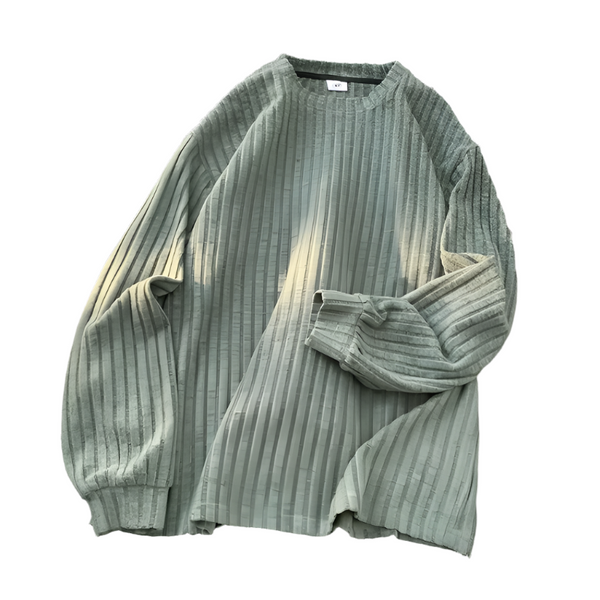 Vertical Stripes Knitwear Loose Sweatshirt , - Streetwear Sweatshirt - Slick Street