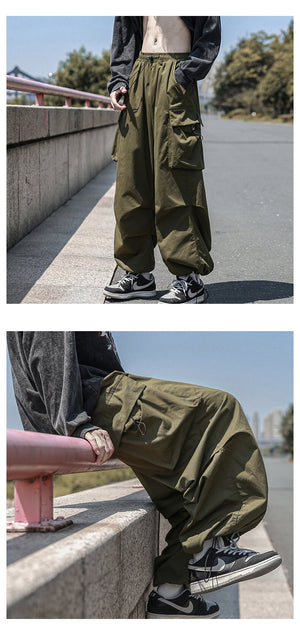 Straight Elastic Ankle Style Baggy Pants ,  - Streetwear Pants - Slick Street