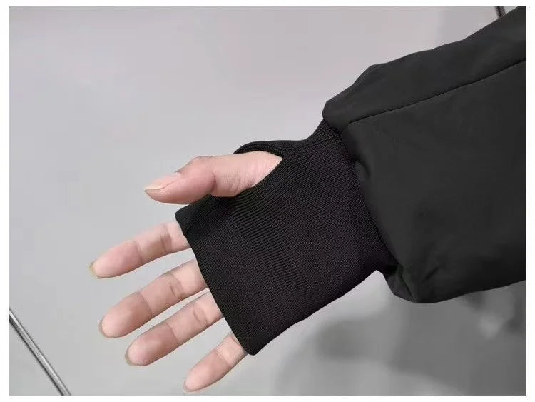 Pitch Black Standing Collar Padded Jacket , - Streetwear Jacket - Slick Street