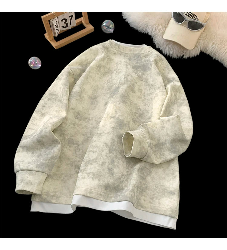 Fake Two Piece Tie-Dye Sweatshirt , - Streetwear Sweatshirts - Slick Street