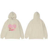 Dual Match Heart Shape Pullover Hoodie Khaki, S - Streetwear Hoodie - Slick Street