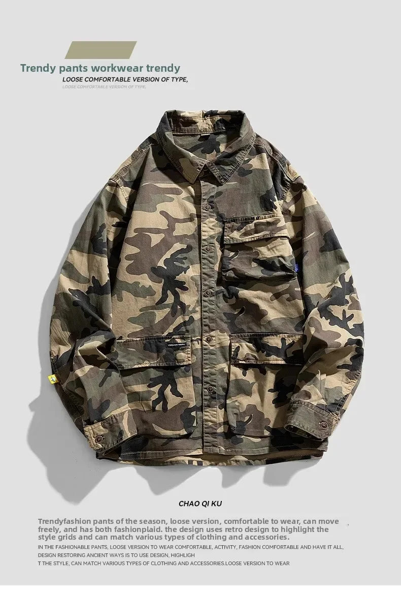 Camouflage Cotton Overshirt , - Streetwear Jackets - Slick Street