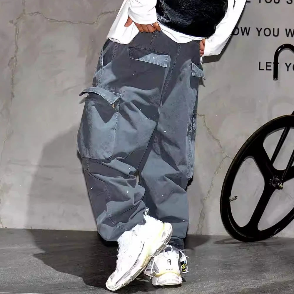 Paint Splash Multi Pockets Pants , - Streetwear Pants - Slick Street